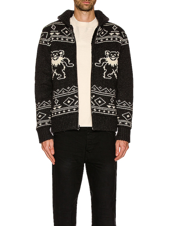 Schott Grateful Dead Dancing Bear Sweater in Heather Black | FWRD