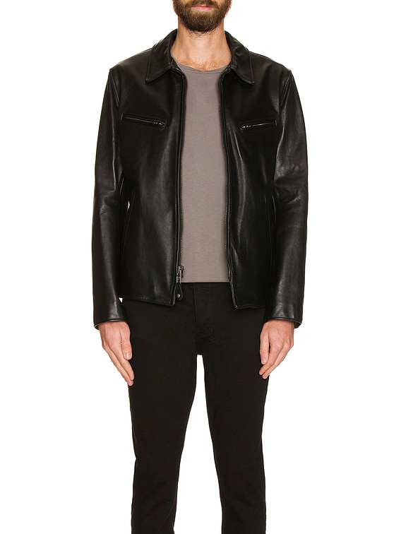 Schott James Men's Retro Style Naked Cowhide Jacket in Black | FWRD
