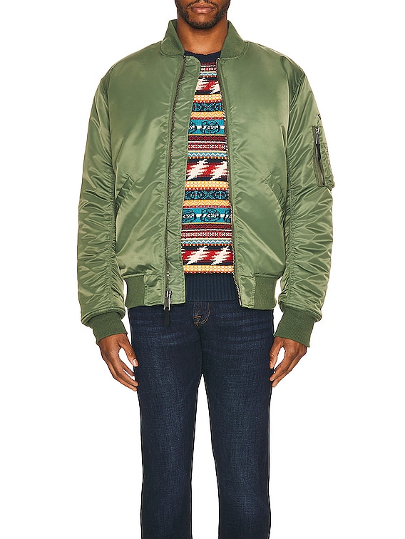 Schott Men's Nylon Flight Jacket in Sage | FWRD