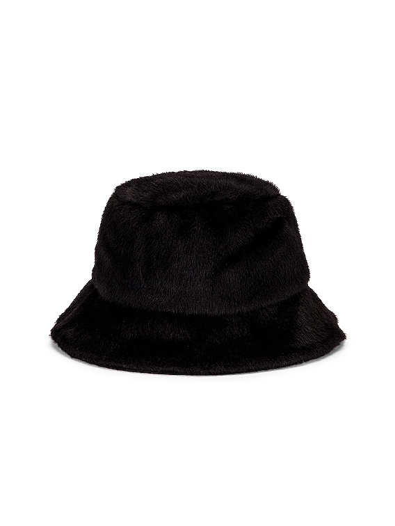 STAND STUDIO Wera Faux Fur Bucket Hat in Black | FWRD