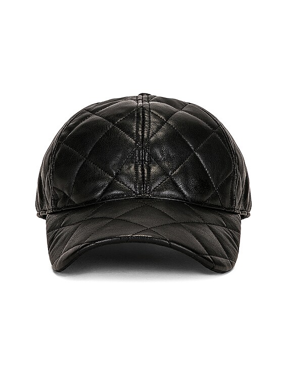 STAND STUDIO Cia Faux Leather Quilt Cap in Black