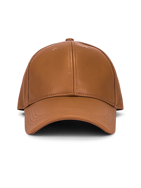 STAND STUDIO Cia Faux Leather Cap in Tan | FWRD