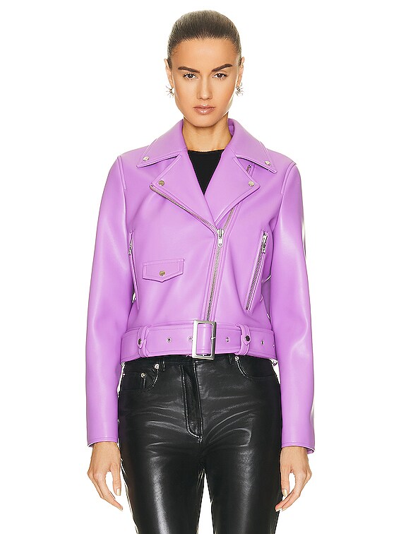 STAND STUDIO Esmeralda Faux Leather Biker Jacket in Violet | FWRD
