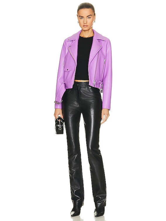 STAND STUDIO Esmeralda Faux Leather Biker Jacket in Violet | FWRD