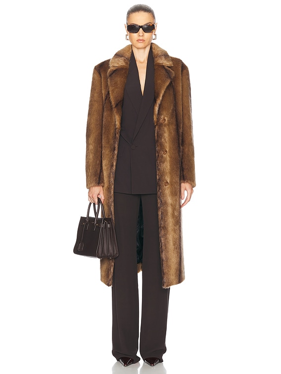 STAND STUDIO Joy Faux Fur Coat in Brown | FWRD