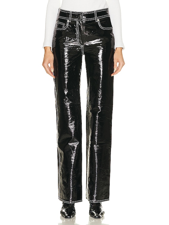 Black Pants - Patent Leather Pants - Zipper And Snapbutton Closure Pants