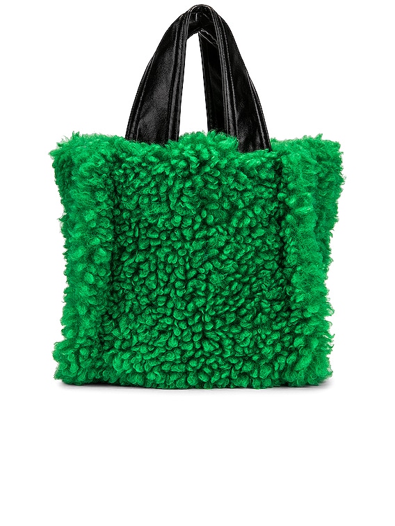 STAND STUDIO Lucille Faux Shearling Bag in Green | FWRD