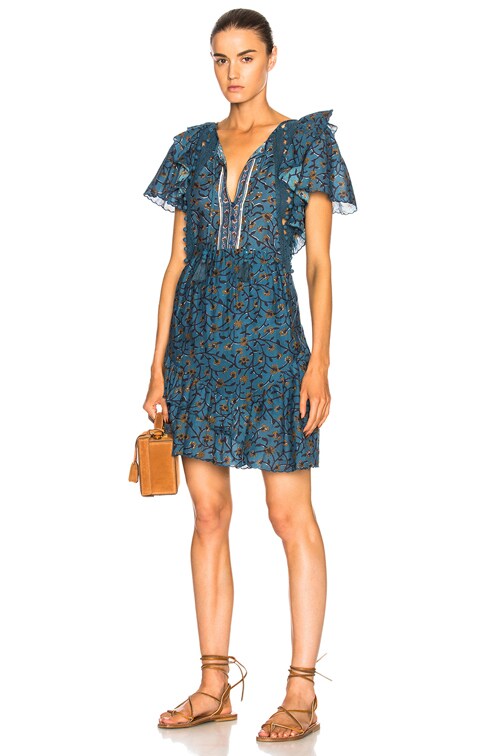 Sea Crochet Pom Pom Dress in Steel Blue | FWRD