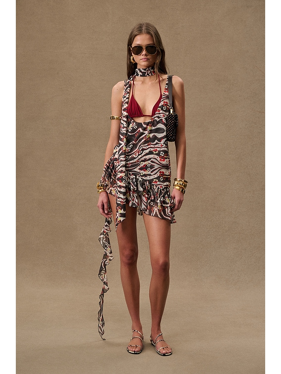 SIEDRES for FWRD Fleu Dress in Brown & Cream | FWRD
