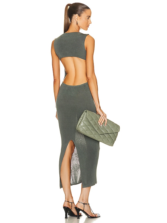 knee length dresses for ladies Knit Front Cut Out Midi Dress – Navy Vine main image 1