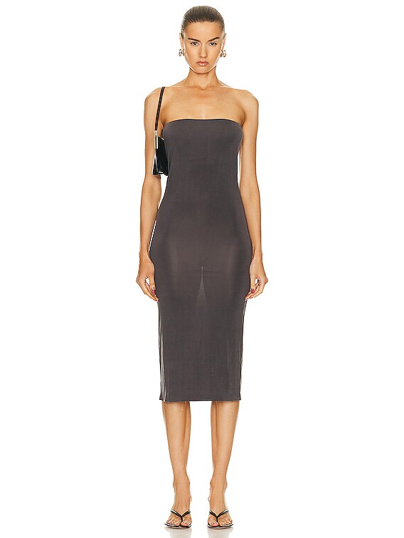 St. Agni Strapless Jersey Midi Dress in Graphite | FWRD