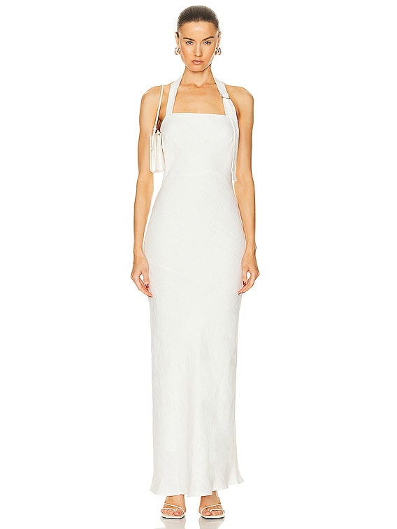 St. Agni Linen Bias Maxi Dress in Ivory | FWRD
