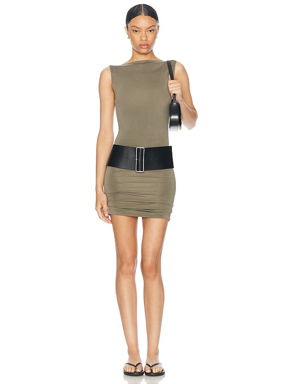 St. Agni Cupro Jersey Mini Dress in Smokey Olive | FWRD