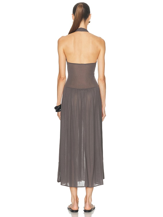 halter neck tie waist dress Slim-fit halter neck tie waist dress – OBEEY main image 1