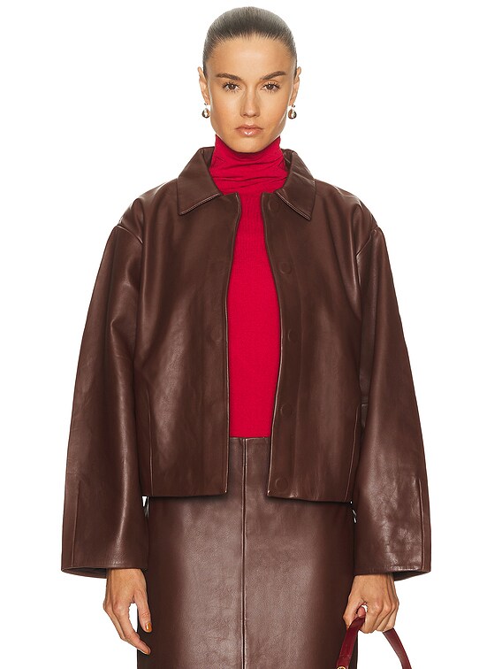 St. Agni Leather Cocoon Jacket in Rum | FWRD