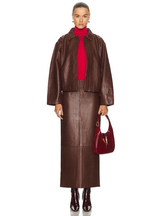 St. Agni Leather Cocoon Jacket in Rum | FWRD