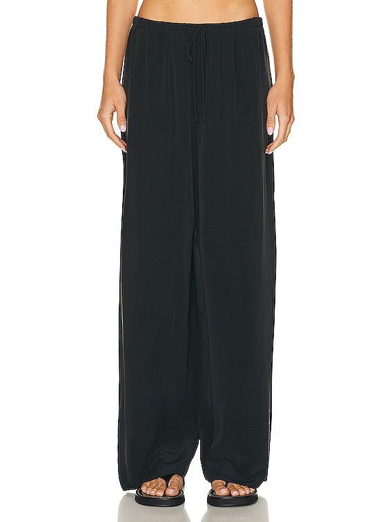 St. Agni Relaxed Silk Pant in Washed Black