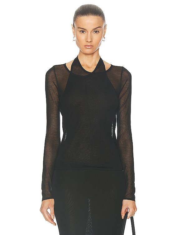 semi sheer black top