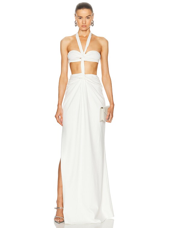 Sid Neigum Bandeau Knot Knit Dress in Cream | FWRD