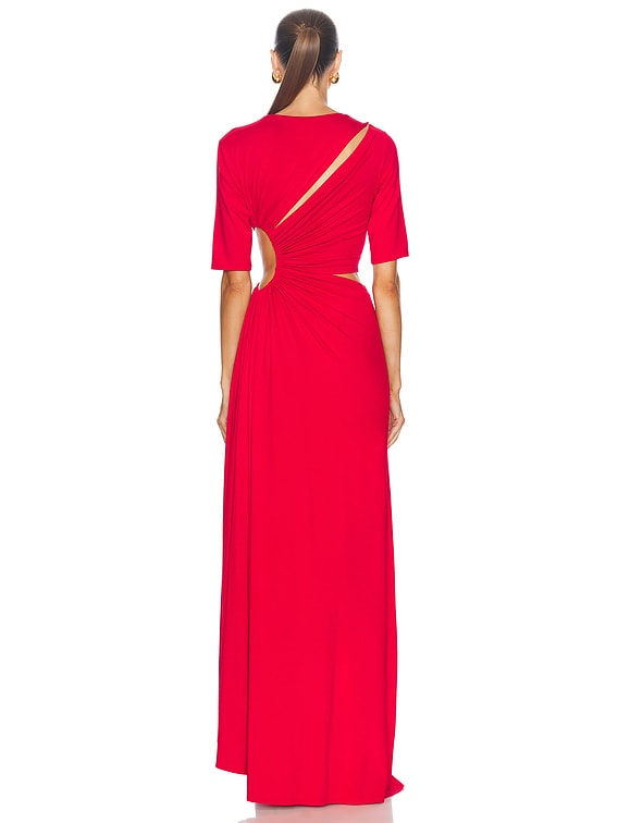 Gathered Slit Maxi Dress