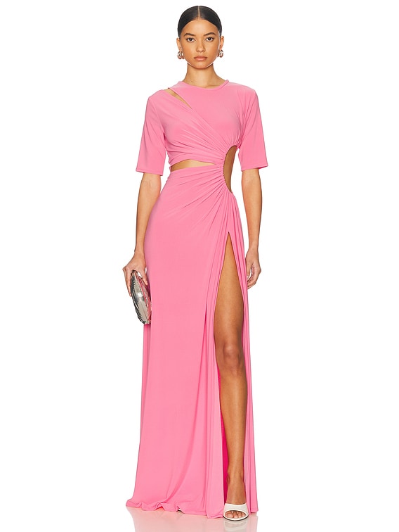 Gathered Slit Maxi Dress