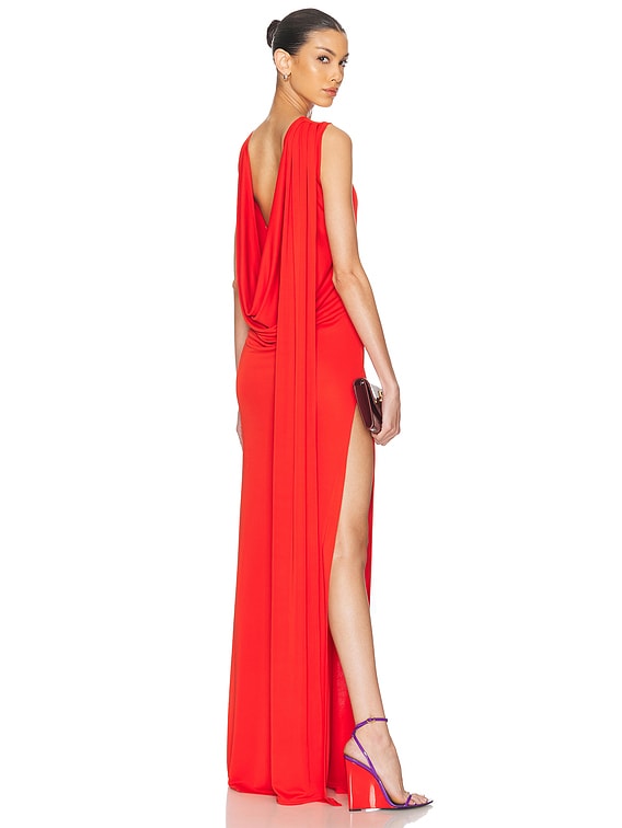 Floor Length Cowl Back Dress