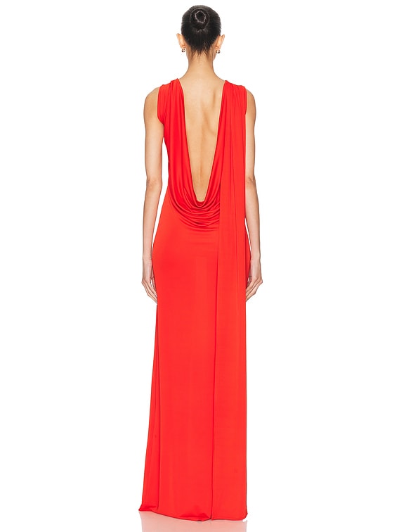 Floor Length Cowl Back Dress