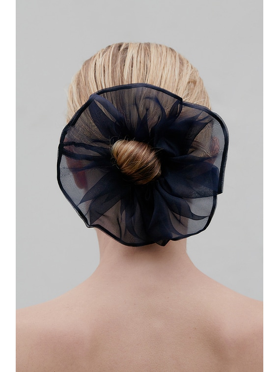 SOPHIE BUHAI Organza Hair Scrunchie in Navy | FWRD