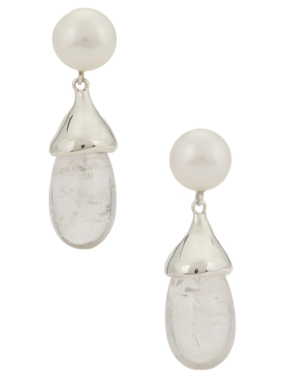 SOPHIE BUHAI Audrey Quartz Earrings in Freshwater Pearl, Sterling