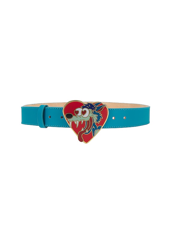 Sky High Farm Workwear Unisex Wolf Heart Belt Leather - BLUE | FWRD