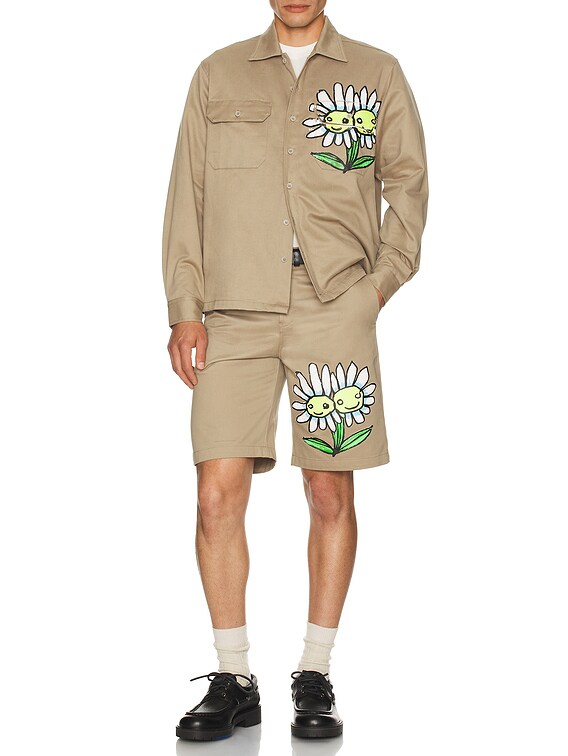 Sky High Farm Workwear Daisy Work Shorts in Sand | FWRD