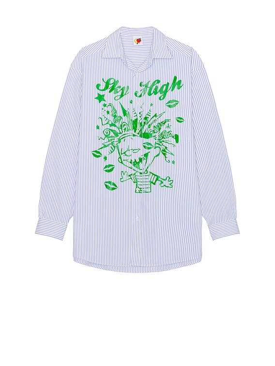 Sky High Farm Workwear Mindblown Print Button Down Shirt in Blue 