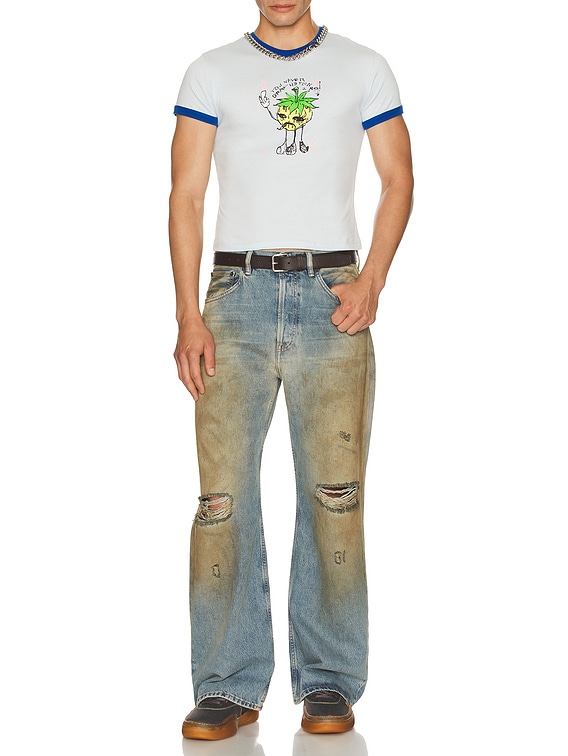 Sky High Farm Workwear Eri Print Baby Tee in Blue | FWRD