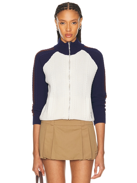 Shushu/Tong Color-Block Raglan Sleeve Knit Cardigan in White | FWRD