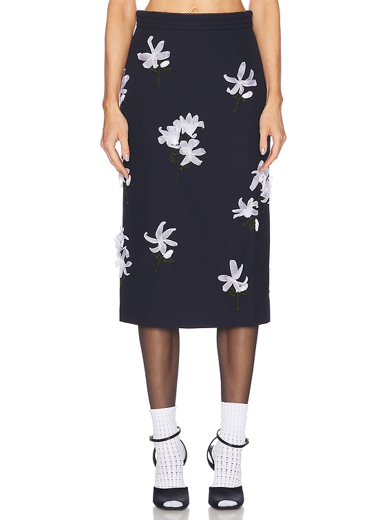 Shushu/Tong Ribbon Jacquard Skirt in Navy Blue | FWRD