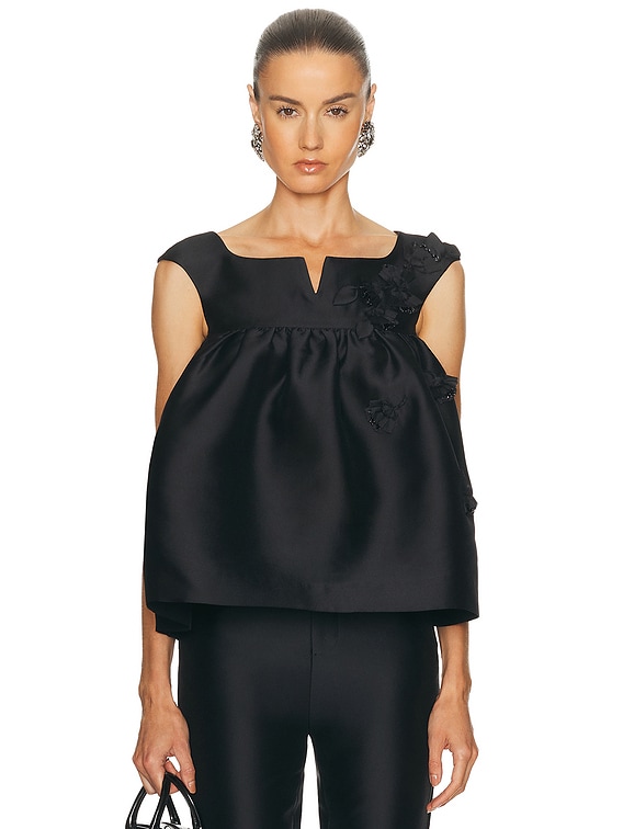 Shushu/Tong Notched Fluffy Sleeveless Top in Black | FWRD