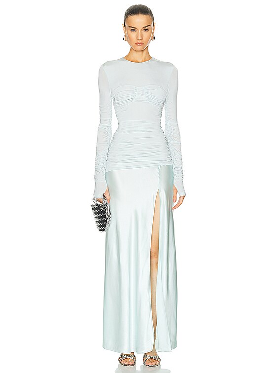 green emerald velvet dress Alessia Textured Satin and Lace Maxi Dress main image 1