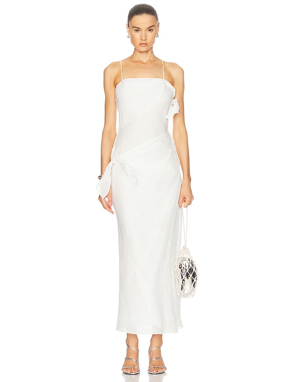 SIR. Rosalia Wrap Midi Dress in Ivory | FWRD