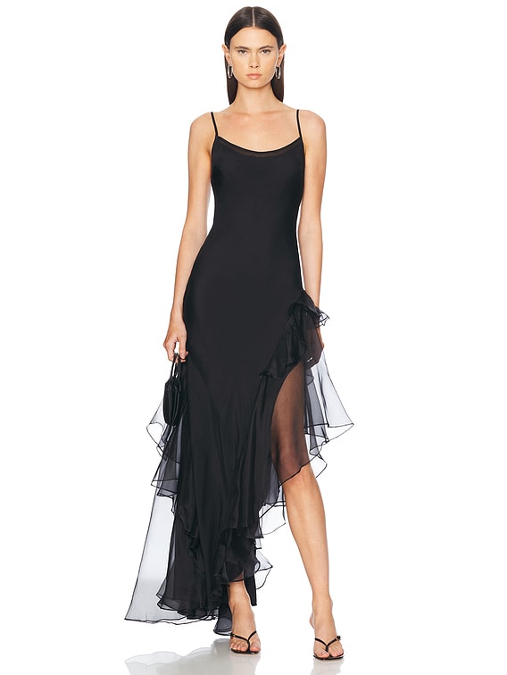 asymmetrical flounce dress Boise Metallic Waterfall Flounce Gown – Tadashi Shoji Official Online  Boutique