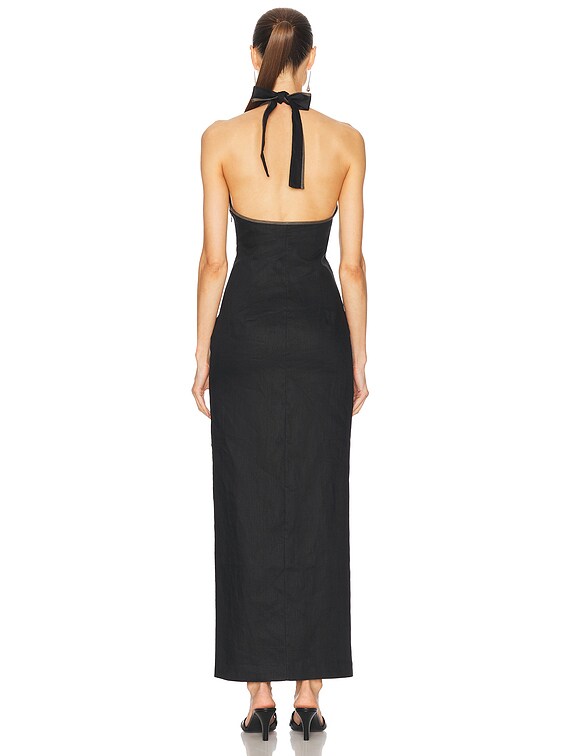 SIR. Violet Halter Midi Dress in Black | FWRD