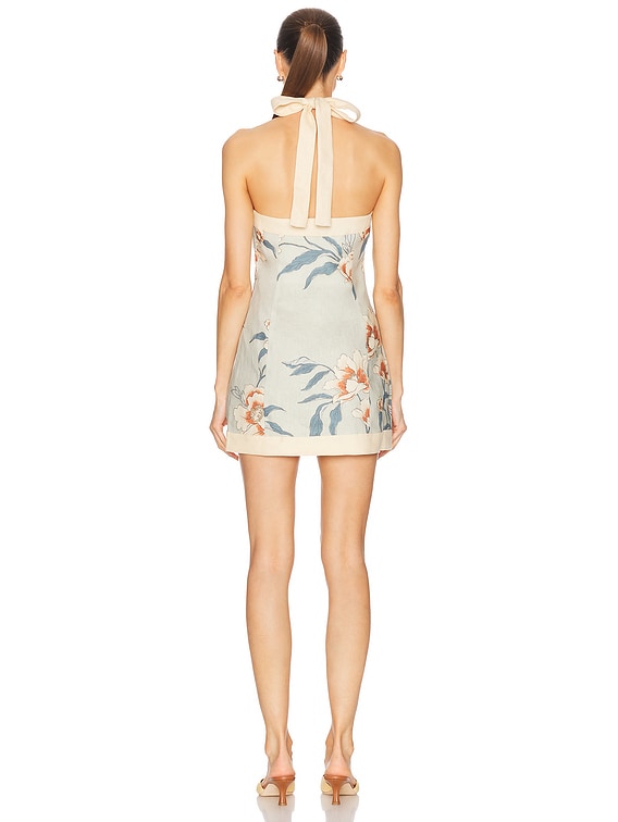 ワンピース RONRON PUMPKIN MINI DRESS CREAM FLORAL RR25BOP1469CF Cream Floral Ruched Drawstring Mini Dress | Boho Pink