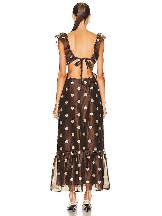 SIR. Vivi Frill Maxi Dress in MARLON POLKA DOT | FWRD