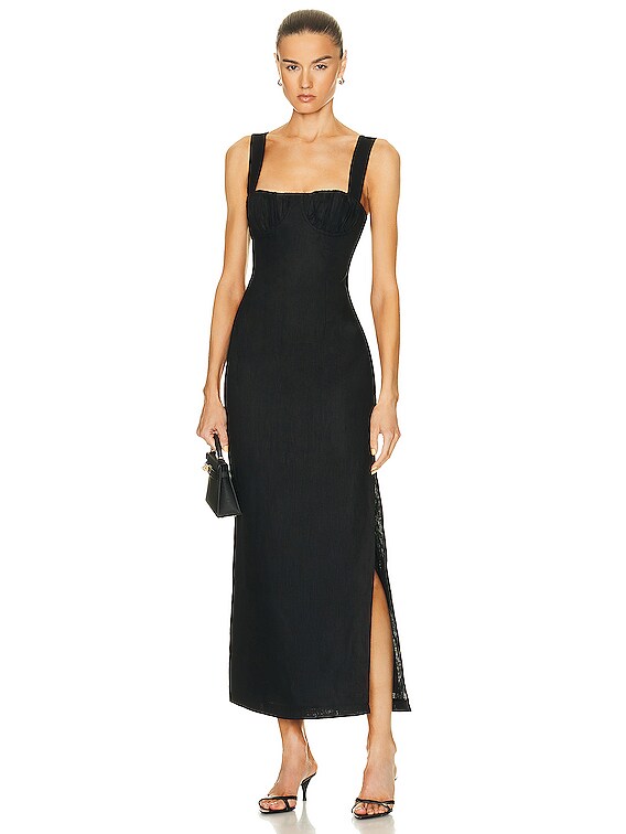knee length dresses for ladies Bettina Silk and Wool Midi Dress 2 / Silk and Wool Navy