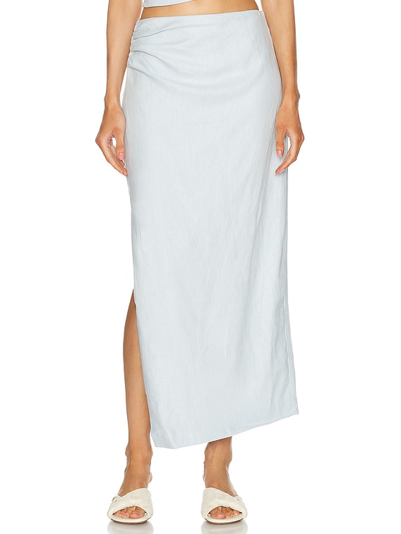 【直営・関税送料込】Asymmetric midi skir SIR. Iris Asymmetric Midi Skirt in Light Blue | FWRD
