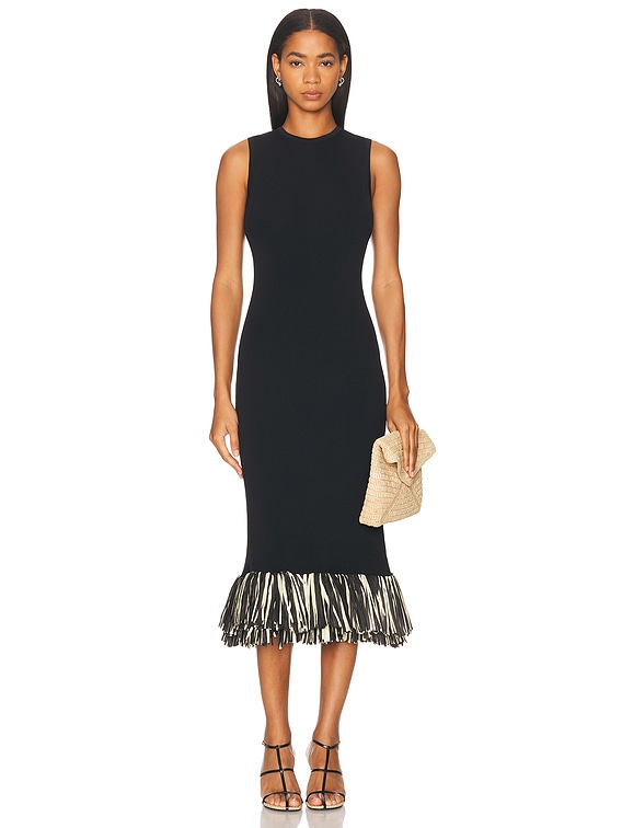 SIMONMILLER Boa Knit Raffia Dress in Black | FWRD