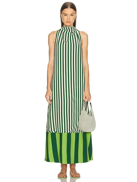 SIMONMILLER Mona Crepe Dress in Green Stripe Combo | FWRD SIMONMILLER Mona Crepe Dress in Green Stripe Combo | FWRD