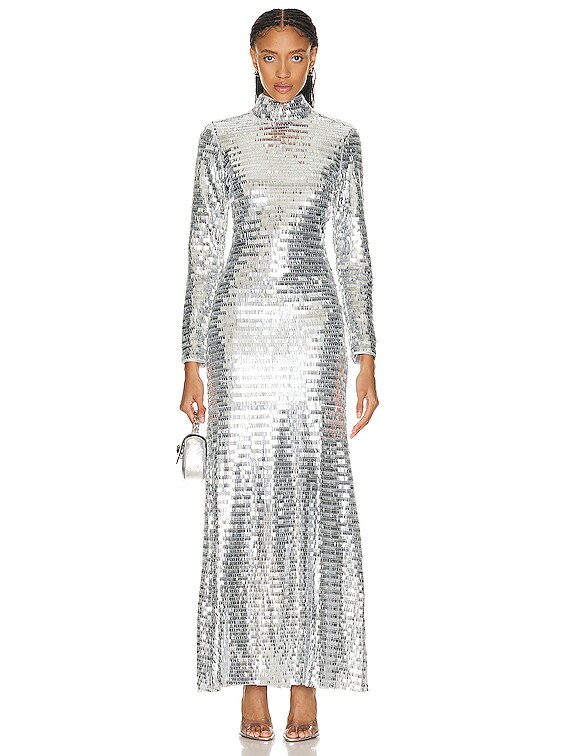 simon miller silver dress Sculpty Strapless Sequin Dress In Satellite Silver