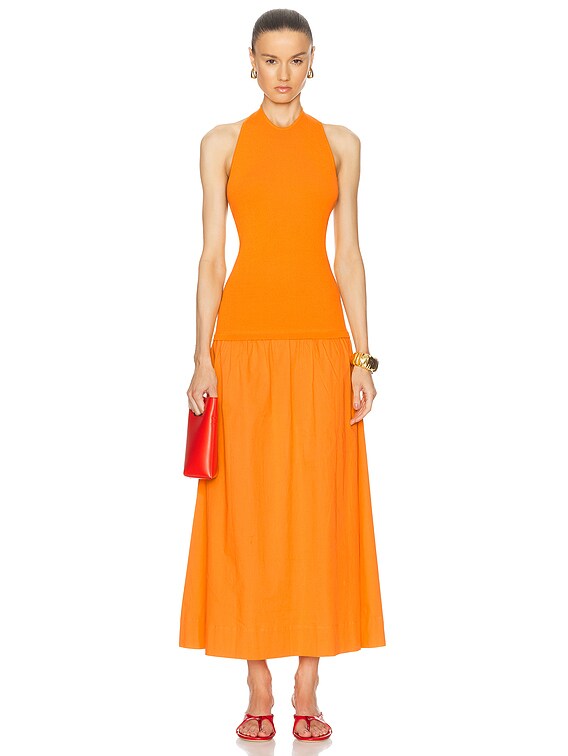 SIMONMILLER Junjo Knit Poplin Dress in Sherbet Orange | FWRD SIMONMILLER Junjo Knit Poplin Dress in Sherbet Orange | FWRD