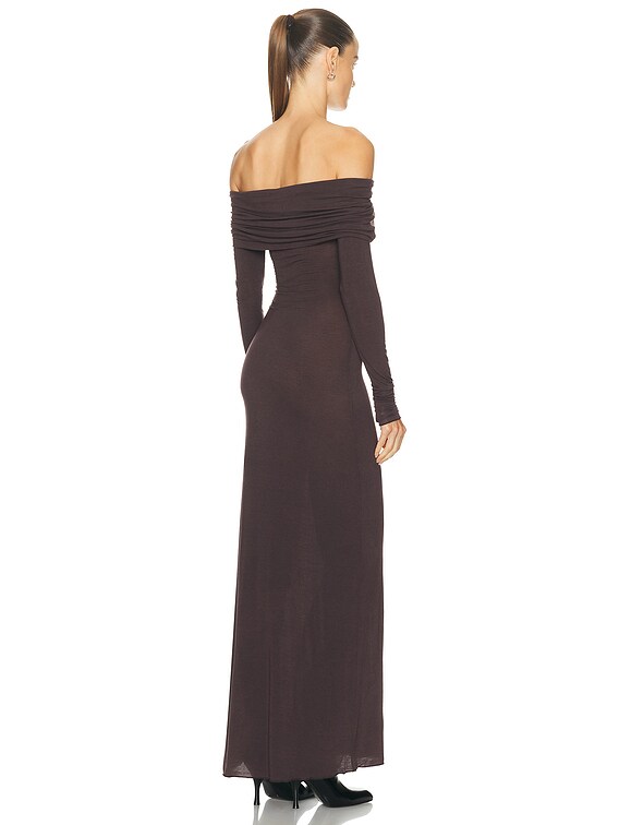 SKIMS Sheer Modal Off Shoulder Long Dress in Phoenix | FWRD