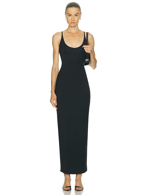 SKIMS Smooth Lounge Skimpy Scoop Neck Dress in Obsidian | FWRD